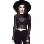 KILLSTAR  mystica moon crop top Long sleeve sheer size small Photo 1