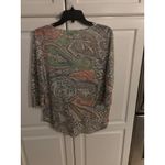 Tribal Women's Top Medium M Paisley Print 3/4 Sleeve Lightweight Blouse Tan Photo 3