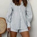 Commence Commense Navy and White Striped Shirt Photo 1