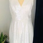 AMSALE Clear Sequin Sleeveless Sheath Dress,‎ White, Wedding/Party, Size 10 NWT White Photo 0