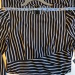 Madison Asymmetrical Black and White Striped Dress Photo 4