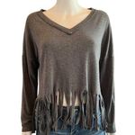 Dress Up V Neck Fringe Tassels Long Sleeveve Top Size M Photo 0