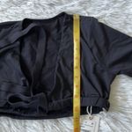 Good American New Sexy Boost 3/4 Sleeve Tie Front Bikini Top black size Small Photo 6