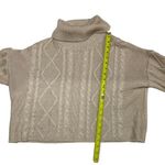 Tan Cable Knit Cropped Turtleneck Sweater Brown Size L Photo 3