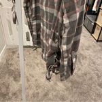 Garage Lace Up Bow Side Cozy Flannel Shirt Photo 3