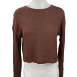 ZARA  Trafaluc Brown Knitted Crew Neck Long Sleeve Pullover Cropped Sweater Top M Photo 0