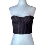 Alex Perry Lurex Pinstripe Strapless Crop Top in Chocolate 2 New Womens Corset Brown Photo 5