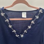 Kona Sol Blue Tunic Swim Cover-Up with White Embroidery Photo 1