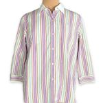 Ralph Lauren Lauren  Shirt Vertical Rainbow Stripes 3/4 Sleeves XL Photo 0