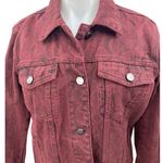 BLANK NYC Rattled Up Maroon Snake Animal Print Long Sleeve Denim Jean Jacket S Photo 2