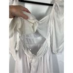 Lucy in the Sky  Women's Shimmer Puff Sleeve Tie Back Mini Dress White Medium Photo 4