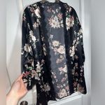 2 Piece Set Satin Floral Robe and Eyelash Lace Floral Short Pair Size Small Photo 6