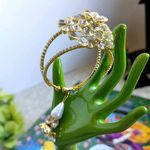 Gold with Crystal Open End Cuff Bracelet and Tassel Photo 0