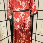 Red and Black sateen sleep shorts and Cami + Kimono Robe with Floral Pri… Size XXL Photo 8