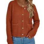 PRETTY GARDEN casual Rust Sweater with Button Detail Photo 1