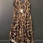 Milly asymmetrical Black "Dashielle" Giraffe Hi Low ruffle Flare Midi Dress 6 Photo 5