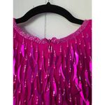 AJ Bari Silk Hot Pink Cattail Sequin Beaded Fringe Vintage Trophy Sheath Dress 6 Photo 11