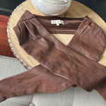 Meshki Meshski Brown Faux Leather Tie Front Strapless Bandeau Top Size Medium Photo 0