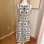 Anthropologie Anthropolgie Woodblock Midi Dress Size 0 Fit N Flare Sleeveless Cotton Photo 2