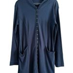Soft Surroundings Blue Snap Button Cotton Long Knee Length Cardigan Sweater XS Photo 0