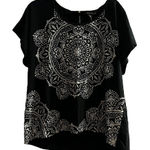Style & Co Black Medallion Modern Boho Blouse Size XL Photo 0
