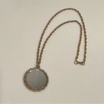 None Vintage Doublesided Monogrammed mirror necklace, Estate Jewelry 11.5”L Photo 4