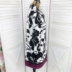 T Tahari  Tokyo Rose Calypso Floral Trench Coat Black White Pink Small Photo 2