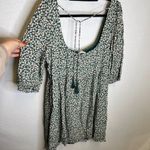 American Eagle  Floral Print Green Square Neck Tie Back Mini Dress XL Photo 2