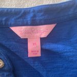 Lilly Pulitzer womens xs long sleeve blue gold shirt prep cute Photo 3