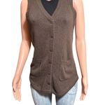 Women's moca sleeveless button up Shirt tail vest M Brown Size M Photo 0