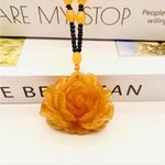 Elegant Ethnic Style Imitation Amber Rose Pendant Sweater Chain‎ Pendant Photo 2