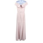 NEW Dessy Collection 3030 Blush Pink Crepe Slit Maxi Dress Gown Off the Shoulder Size 14 Photo 2
