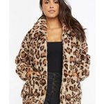 Show Me Your Mumu Women Jacket Brown Cordelia Leopard Faux Fleece Full Zip Large Photo 0