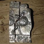 Spartan Mural Vintage Greek Warrior Brooch Shield Helmet Design Unique Split Silver Photo 0