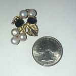Vintage Genuine Pearls & Blue Stone Pendant or Brooch Gold Photo 3