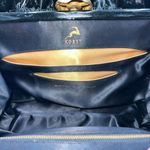 Koret Vintage Patent Leather Three Compartment Gold Tome Rosebud Snap Close Hand Black Photo 6