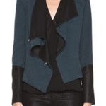Helmut Lang Perma Jacquard Sleeve Combo Jacket in Dusty Sapphire Photo 0