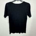 Treasure & Bond  Nordstrom Pointelle Knit Black Scoopneck Casual Short Sleeve NWT Photo 6