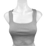 Alo Gray Square Neck Rib Knit Activewear Athletic Cropped Tank Top Sports Bra XS Photo 0