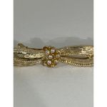 Vintage Gold colored Ribbon Faux Pearl Accent & leaf Elegant hair clipS Photo 3