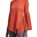 Banana Republic X OLIVIA PALERMO | PLEATED BELL-SLEEVE TOP Women’s M Cayenne Photo 0