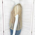 Vintage Crocheted Lace Sheer Topper Cardigan Button Up Tan‎ Sheer Medium Tan Photo 1