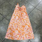 J.Crew  NWT Tie Front Cotton Poplin Midi Dress Orange Floral Women’s Sz XS Party Photo 5