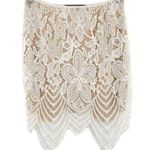 Women’s Ivory Floral Mesh Lace Overlay Mini Skirt Coquette White Photo 7