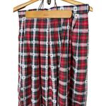 Susan Bristol Vintage Red Green Plaid Pleated Christmas Maxi Skirt USA Size 14 Photo 1