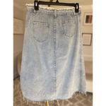 None VTG Button Front Denim Skirt Light Wash Raw Hem Y2K Cottagecore Autumn Preppy M Photo 2