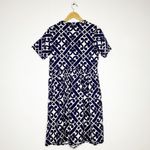 Boden Easy Notch Neck Jersey Dress – Navy/White Geometric Print, Size 10L Blue Photo 3