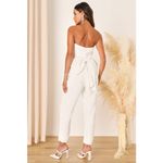 Lulus NWT  Beloved Bliss Ivory Strapless Slim Leg Bow Jumpsuit Party Classy Sz S Photo 1