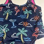 Chubbies  Womens One-Piece Swimsuit Small Neon Lights‎ Electric Retro Tropical Photo 2