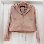 Ci Sono Cropped Hooded Windbreaker Jacket Blush Pink full zip Photo 1